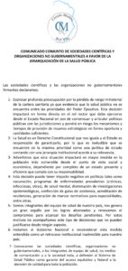 Comunicado Conjunto de Sociedades Científicas y Organizaciones No Gubernamentales