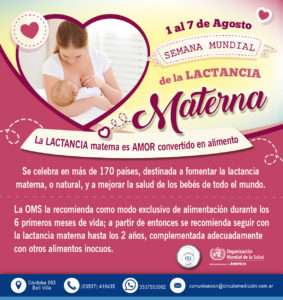 Del 1 al 7 de agosto Semana Mundial de la Lactancia Materna